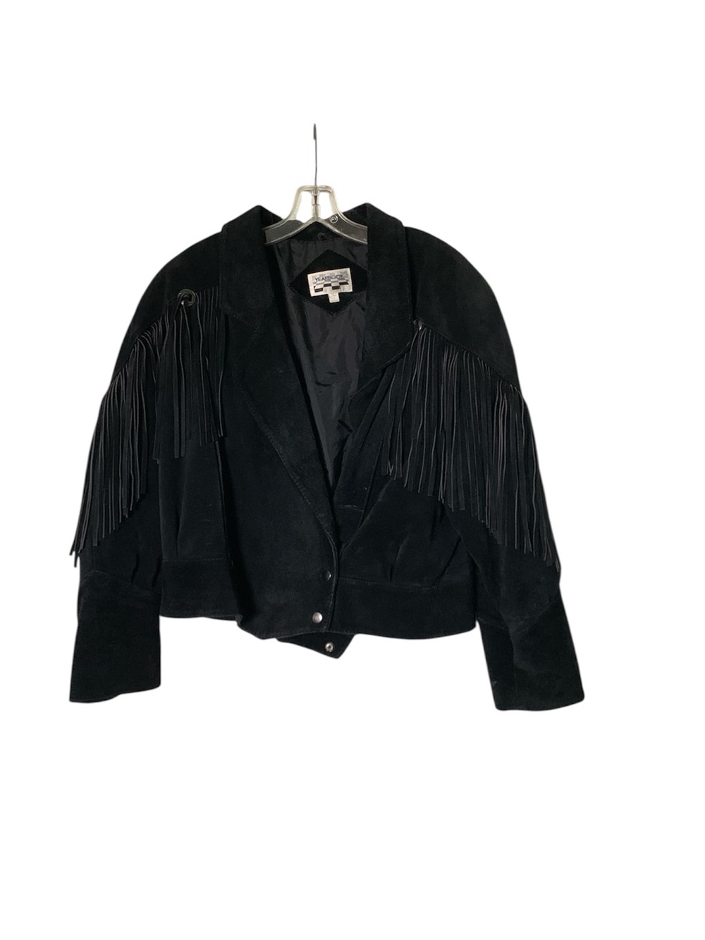 Vintage Yearbook Black Fringe Silver Concho Genuine Leather Jacket L